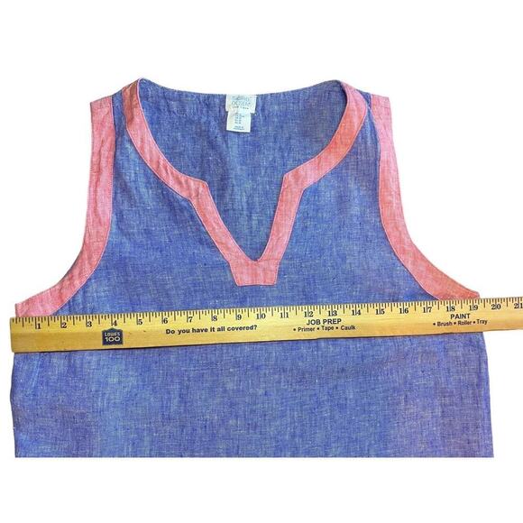 Sigrid Olsen 100% Linen Sleeveless Dress – Blue with Pink Trim – V-Neck – Size M - Picture 10 of 12